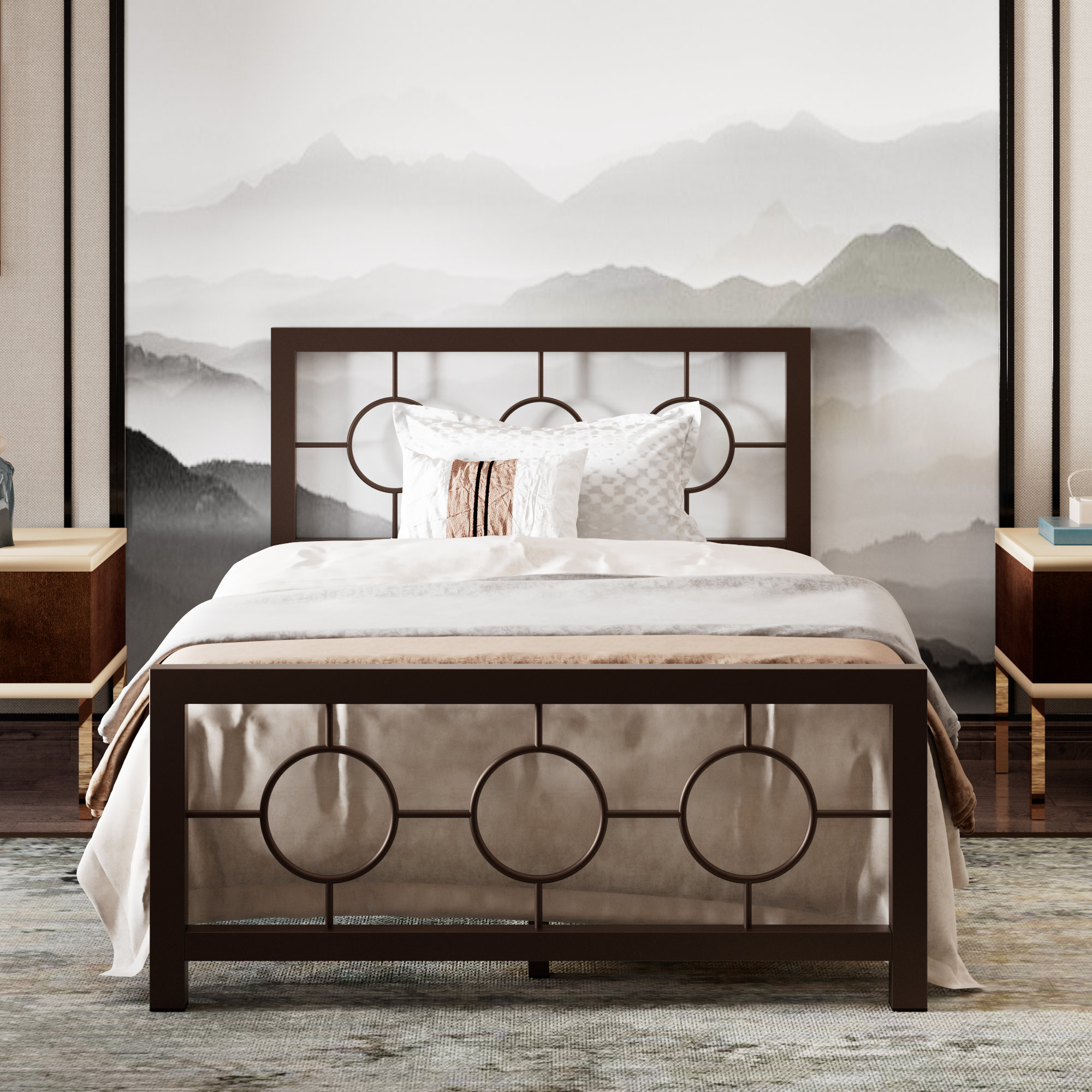 Wade Logan Avren Oriental Vintage Style Metal Platform Bed Reviews Wayfair